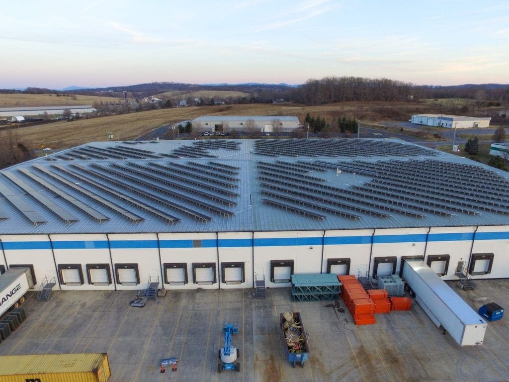 Solar power warehouse roof Virginia Aurora Energy Inc.