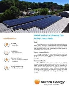 Mallick Mechanical solar installation case study Aurora Energy
