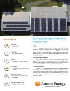 Patton Kiehl solar installation case study Aurora Energy